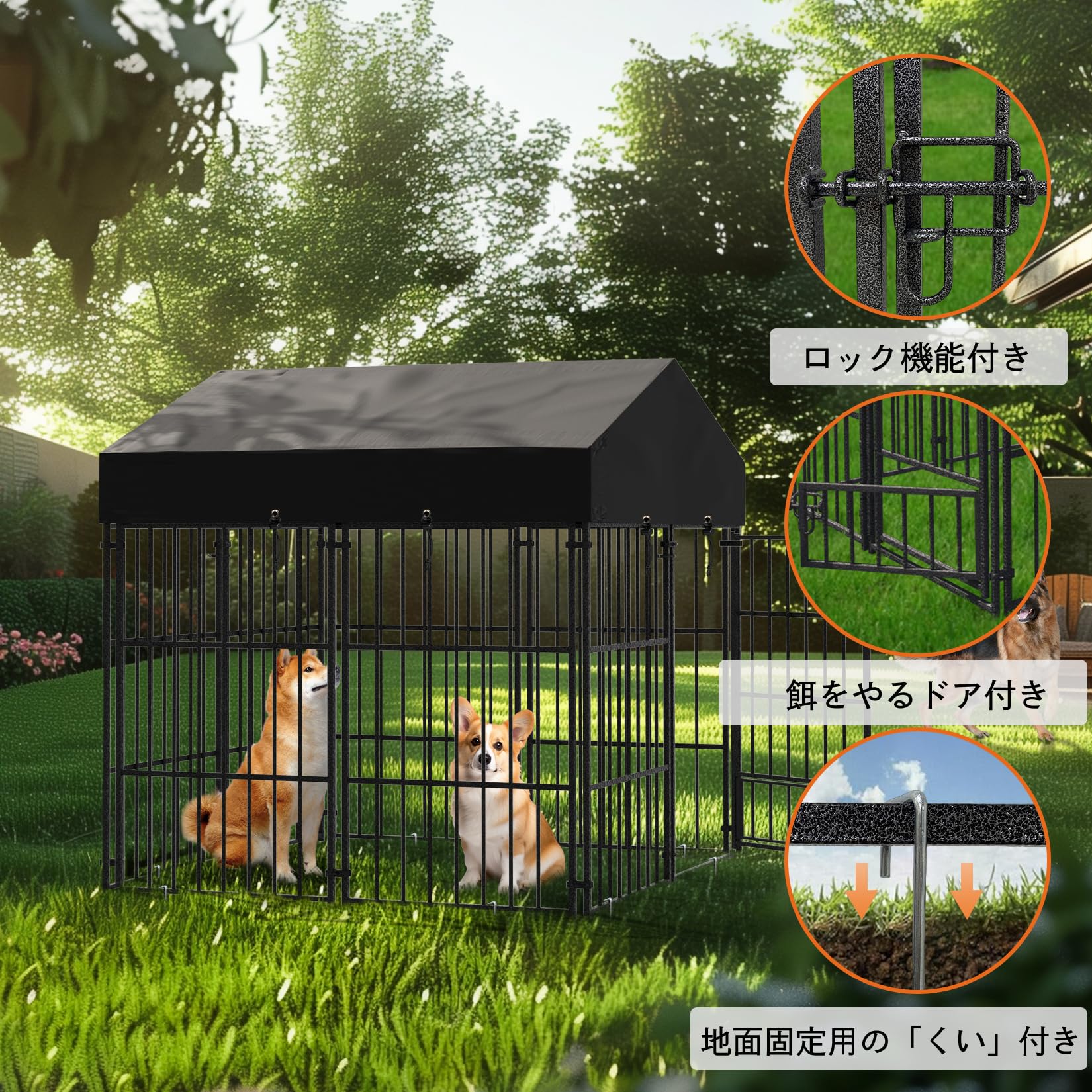 Amazon | BingoPaw 鶏小屋 屋外 雨よけ 扉付き 犬小屋 大型犬ケージ